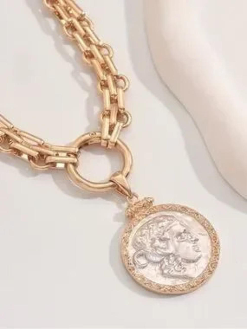 Olympian Athena Coin Necklace Old Money Luxury Gold Chain - Picture 3 of 6